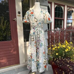 Anthropologie Floral Wrap Midi Dress Multicolor